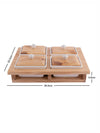Porcelain Rect. Bowl with Wooden Tray & Lid (5pcs Set of 4pcs Bowl with Lid & 1pc Tray)