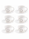 Porcelain Cup Saucer with Silver Print (Set of 12pcs)