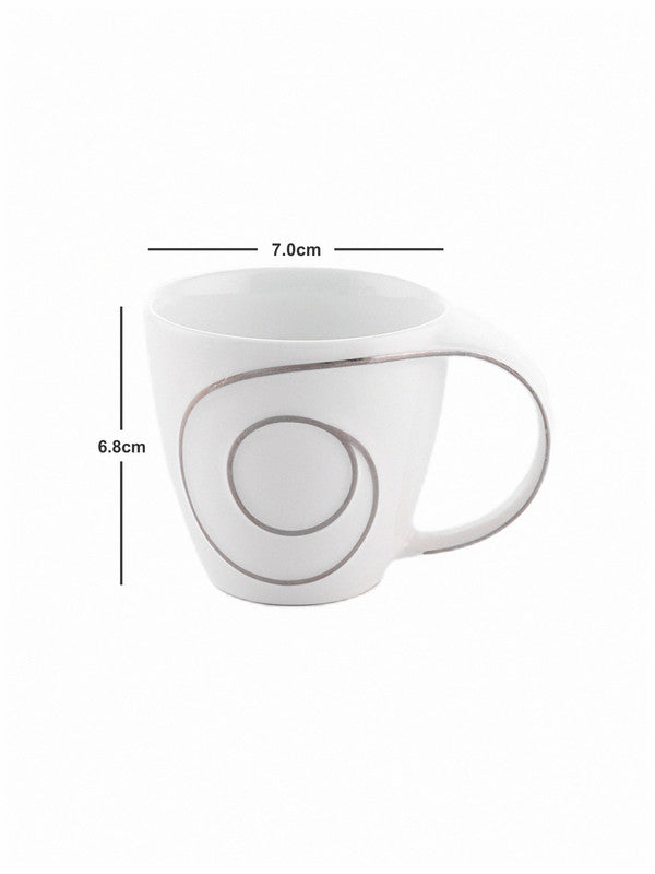 Porcelain Tea & Coffee Mug with Silver Print (Set of 6pcs)