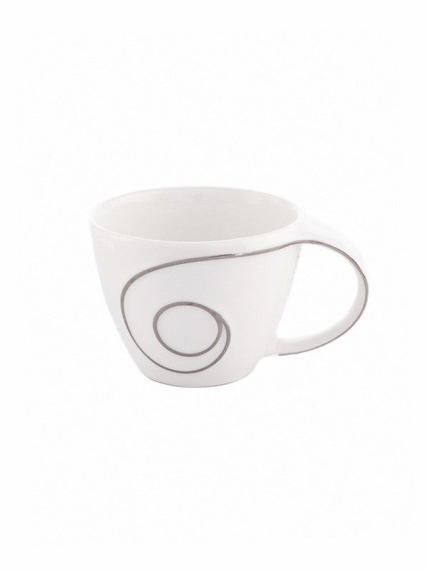 Porcelain Tea & Coffee Mug with Silver Print (Set of 6pcs)