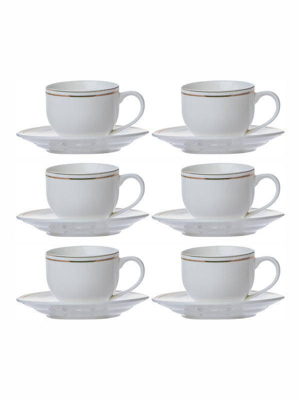 White Gold Porcelain Tea Cup Saucer Set (Set of 6pcs Cup & 6pcs Saucer –  GOOD HOMES