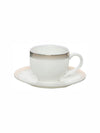 White Gold Porcelain Coffee/tea Cup Saucer with Gold Print (Set of 6pcs Cup & 6pcs Saucer)