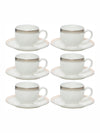 White Gold Porcelain Coffee/tea Cup Saucer with Gold Print (Set of 6pcs Cup & 6pcs Saucer)