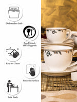 Porcelain Cup Saucer with Gold Print (Set of 12pcs)
