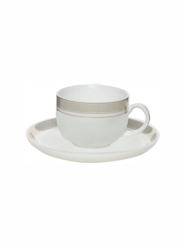 White Gold Porcelain Coffee/tea Cup Saucer with Gold Print (Set of 6pcs Cup & 6pcs Saucer)