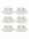 White Gold Porcelain Coffee/tea Cup Saucer with Gold Print (Set of 6pcs Cup & 6pcs Saucer)