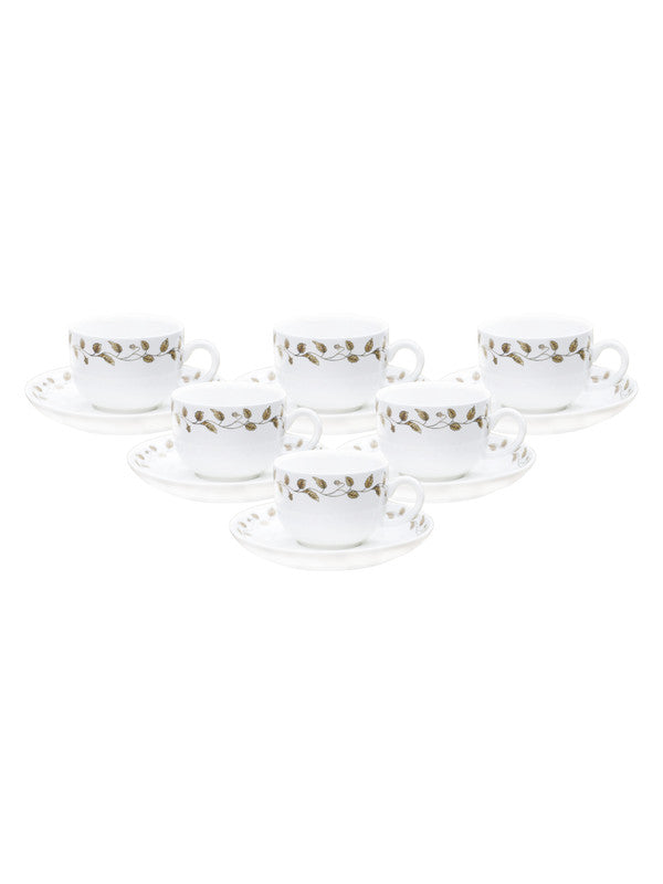 Porcelain Cup Saucer Set with Real Gold Design (Set Of 12 Pcs)