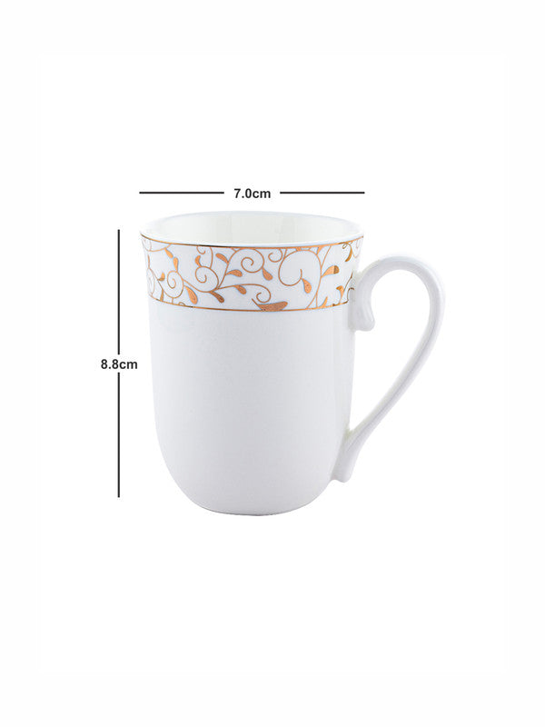 Porcelain Tea & Coffee Mug with Gold Print (Set of 6pcs)