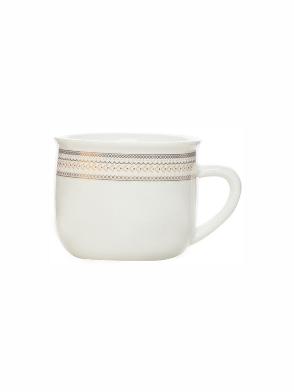 White Gold Porcelain Coffee/tea Mug with Gold Print (Set of 6pcs)