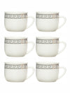 White Gold Porcelain Coffee/tea Mug with Gold Print (Set of 6pcs)