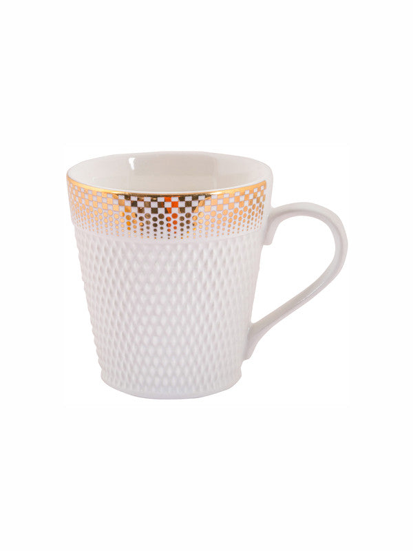 White Gold Porcelain Coffee Mug with Gold Print (Set of 6pcs)