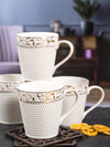 White Gold Porcelain Coffee Mug with Gold Print (Set of 6pcs)