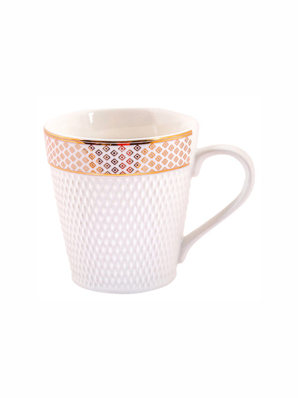 White Gold Porcelain Coffee Mug with Gold Print (Set of 6pcs)