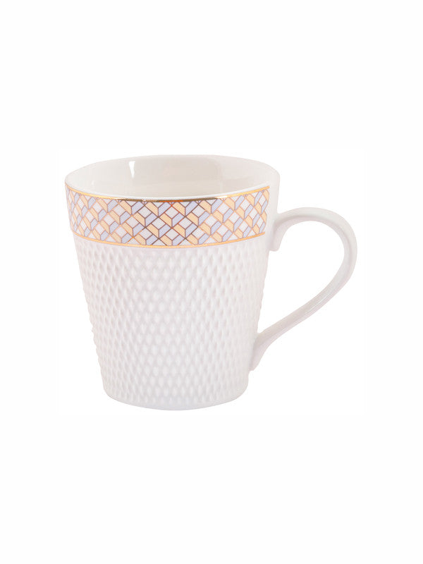 White Gold Porcelain Coffee Mug with Gold Print (Set of 6pcs)