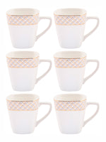 White Gold Porcelain Coffee Mug with Gold Print (Set of 6pcs)