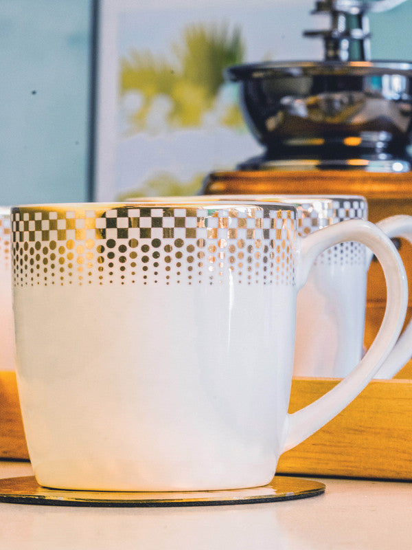 White Gold Porcelain Tea/Coffee Mug (Set of 6pcs)