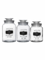 White Gold Airtight Glass Jar with Glass Lid (Set of 3pcs)