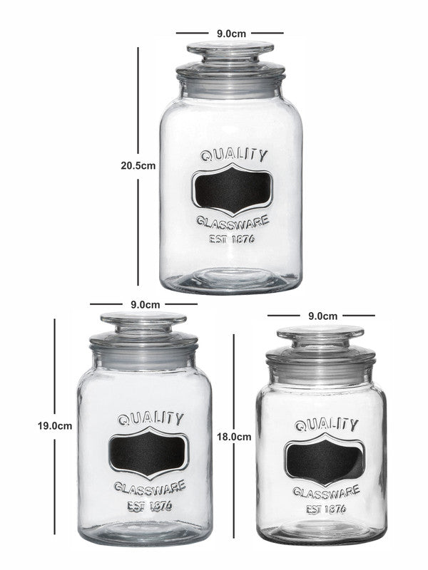 White Gold Airtight Glass Jar with Glass Lid (Set of 3pcs)