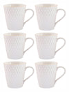 White Gold Porcelain Coffee Mug with Emboss Design & Gold Line (Set of 6pcs)