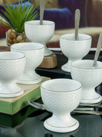 White Gold Porcelaine Bowl with Spoon (Set of 6pcs Bowl & 6pcs Spoon)