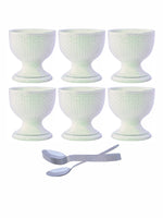White Gold Porcelaine Bowl with Spoon (Set of 6pcs Bowl & 6pcs Spoon)