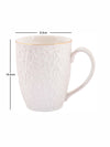 White Gold Porcelain Large Coffee Mug with Emboss Design & Gold Line (Set of 2pcs)