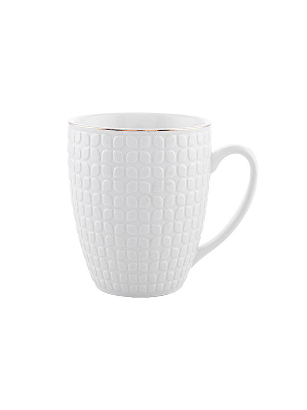 Porcelain Embossed Large Coffee Mug with Gold Line (Set of 2pcs)