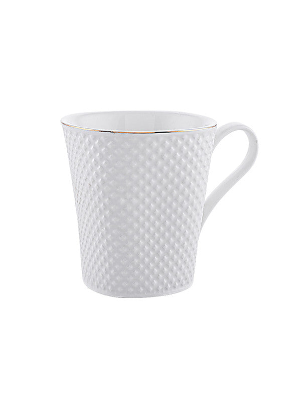 Porcelain Embossed Large Coffee Mug with Gold Line (Set of 2pcs)
