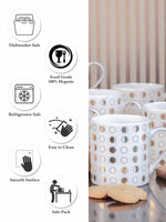 Goodhomes Bone China Coffee Mug with Real Gold Print (Set of 6pcs)