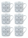 Goodhomes Bone China Coffee Mug with Real Platinum Print (Set of 6pcs)