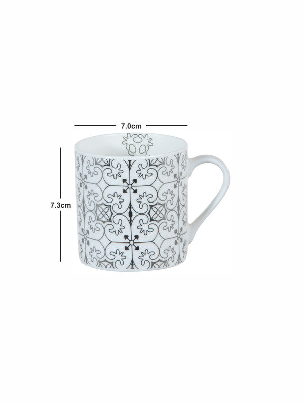 Goodhomes Bone China Coffee Mug with Real Platinum Print (Set of 6pcs)