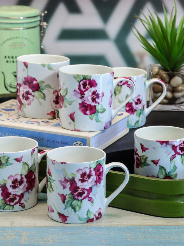 Goodhomes Bone China Tea & Coffee Mugs (Set of 6pcs)