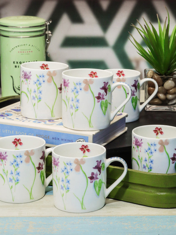 Goodhomes Bone China Tea & Coffee Mugs (Set of 6pcs)