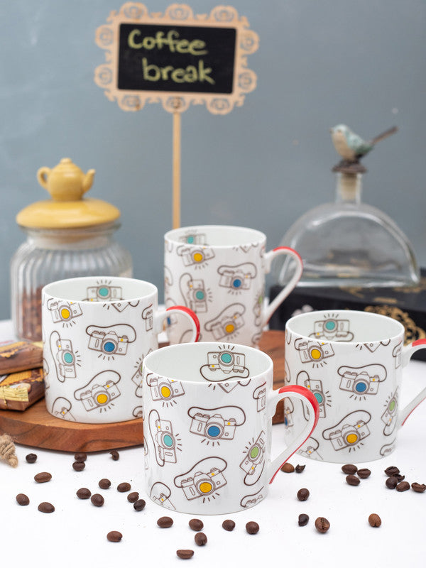 Fine Bone China Tea Cups/Coffee Mugs with Camera Print (Set of 4 Cups)