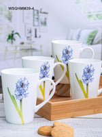 Goodhomes Bone China Tea/Coffee Large Mug (Set of 4pcs) 360ml - Modern Floral