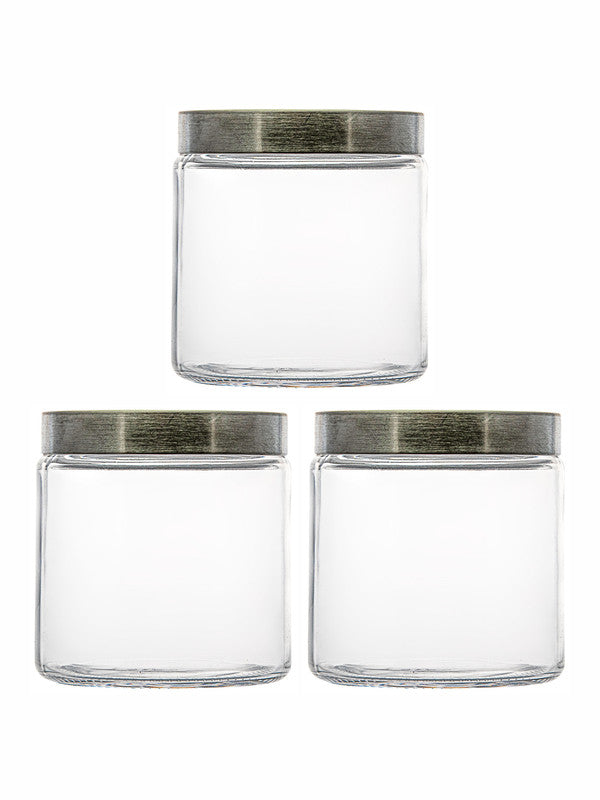 Goodhomes Glass Storage Jar with Lid (Set of 3pcs)