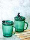 Goodhomes Glass Mug Sipper with Lid & Straw (Set of 2pcs)