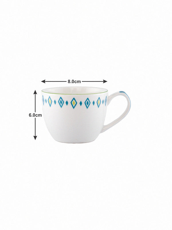 Bone China Cup Saucer Set with Delicate Border Design (Set of 12 pcs)