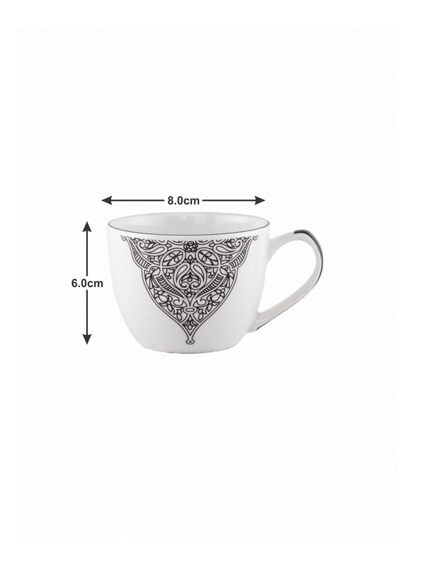 Bone China Cup Saucer Set with Indian Motif Design (Set of 12 pcs)