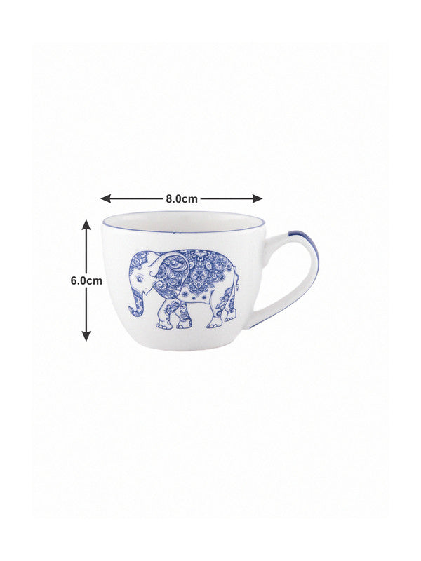 Bone China Cup Saucer Set with Elephant Motif Design (Set of 12 pcs)