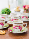 Goodhomes Bone China Cup Saucer Set With Real Gold Print ( Set Of 12 Pcs)