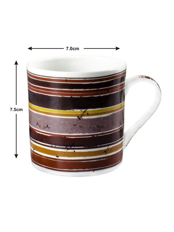 Bone China Tea Cups/Coffee Mugs with Stripes Design (Set of 6 mugs)