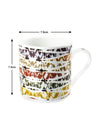 Bone China Tea Cups/Coffee Mugs with Colourful Design (Set of 6 mugs)