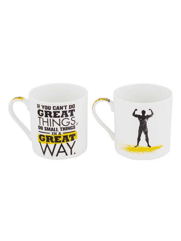 Bone China Mug Set with Great Way Slogan ( Set of 4 Cup )