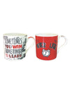 Bone China Mug Set with Never Late Slogan ( Set of 4 Cup )