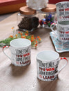 Bone China Mug Set with You Win Slogan ( Set of 4 Cup )