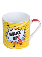 Bone China Mug Set with Wake Up Slogan ( Set of 4 Cup )