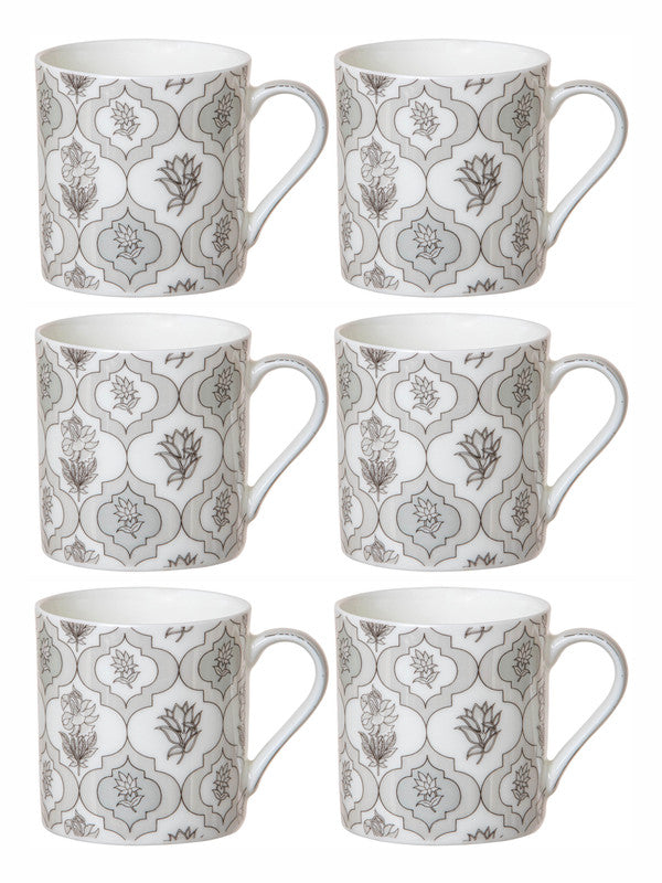 Goodhomes Fine Bone China Tea/Coffee Mug Luster Print (Set of 6pcs)