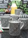 Bone China Coffee Mug Set with Inner Chain & Black Design. ( Set of 6 Cup )