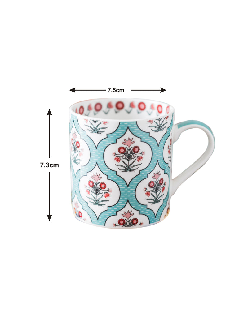 Goodhomes Bone China Tea Cups/Coffee Mugs With Multi Color Design (Set Of 6 Mugs)